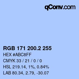 カラーコード: RGB 171 200.2 255 | qconv.com