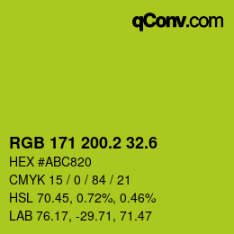 カラーコード: RGB 171 200.2 32.6 | qconv.com