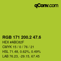 カラーコード: RGB 171 200.2 47.6 | qconv.com