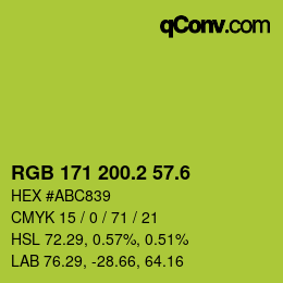 カラーコード: RGB 171 200.2 57.6 | qconv.com