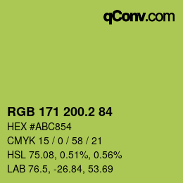 カラーコード: RGB 171 200.2 84 | qconv.com