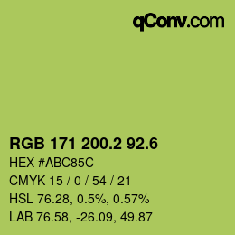 カラーコード: RGB 171 200.2 92.6 | qconv.com