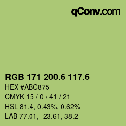 カラーコード: RGB 171 200.6 117.6 | qconv.com