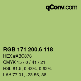 カラーコード: RGB 171 200.6 118 | qconv.com