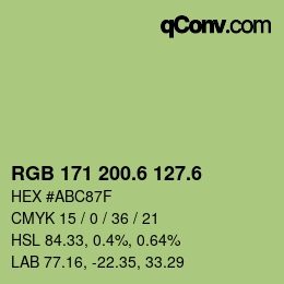 カラーコード: RGB 171 200.6 127.6 | qconv.com