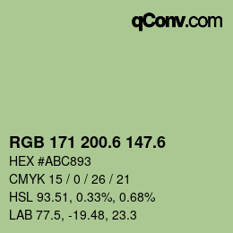 カラーコード: RGB 171 200.6 147.6 | qconv.com