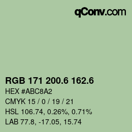カラーコード: RGB 171 200.6 162.6 | qconv.com