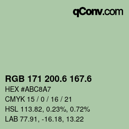 カラーコード: RGB 171 200.6 167.6 | qconv.com