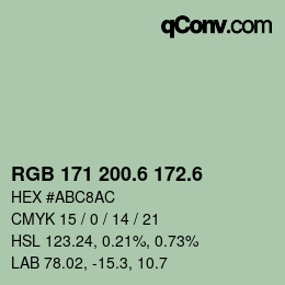 カラーコード: RGB 171 200.6 172.6 | qconv.com