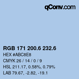 カラーコード: RGB 171 200.6 232.6 | qconv.com