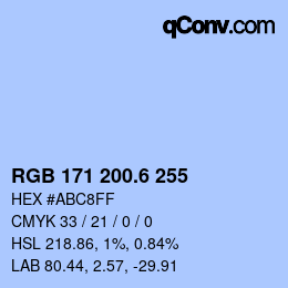 カラーコード: RGB 171 200.6 255 | qconv.com