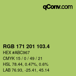 カラーコード: RGB 171 201 103.4 | qconv.com