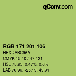 Color code: RGB 171 201 106 | qconv.com
