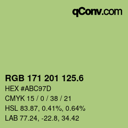 カラーコード: RGB 171 201 125.6 | qconv.com
