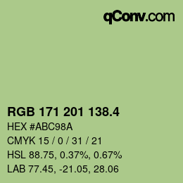 カラーコード: RGB 171 201 138.4 | qconv.com