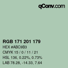 カラーコード: RGB 171 201 179 | qconv.com