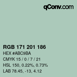 Color code: RGB 171 201 186 | qconv.com
