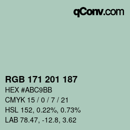 Color code: RGB 171 201 187 | qconv.com