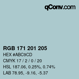 Color code: RGB 171 201 205 | qconv.com