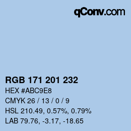 Color code: RGB 171 201 232 | qconv.com