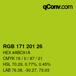 カラーコード: RGB 171 201 26 | qconv.com