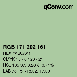 Color code: RGB 171 202 161 | qconv.com