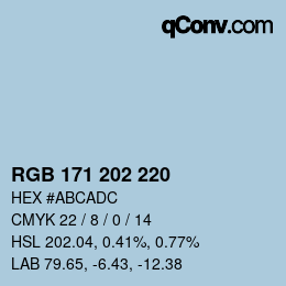 Color code: RGB 171 202 220 | qconv.com