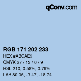 Color code: RGB 171 202 233 | qconv.com