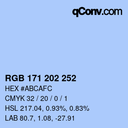 颜色代码: RGB 171 202 252 | qconv.com