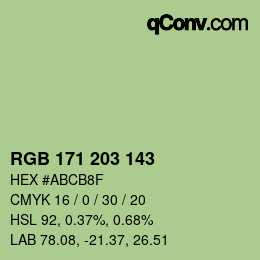 Farbcode: RGB 171 203 143 | qconv.com