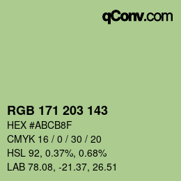 カラーコード: RGB 171 203 143 | qconv.com