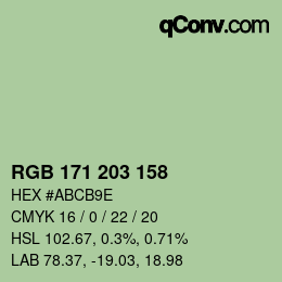 カラーコード: RGB 171 203 158 | qconv.com