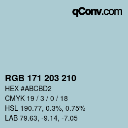 Color code: RGB 171 203 210 | qconv.com