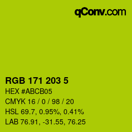 Color code: RGB 171 203 5 | qconv.com