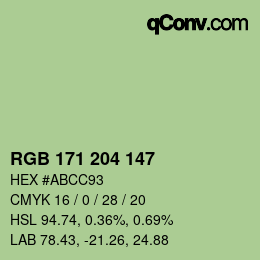 カラーコード: RGB 171 204 147 | qconv.com