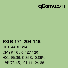 カラーコード: RGB 171 204 148 | qconv.com