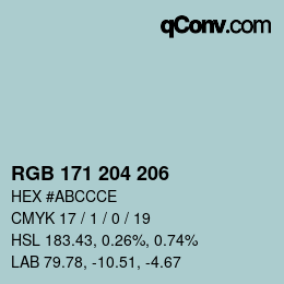 Farbcode: RGB 171 204 206 | qconv.com
