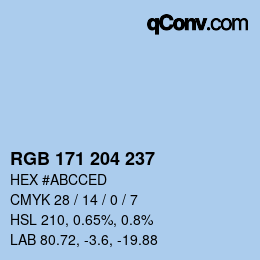 カラーコード: RGB 171 204 237 | qconv.com