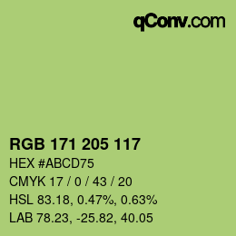 Color code: RGB 171 205 117 | qconv.com