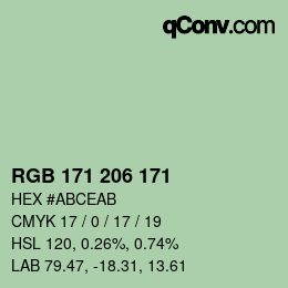 カラーコード: RGB 171 206 171 | qconv.com