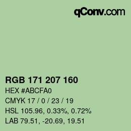 Color code: RGB 171 207 160 | qconv.com