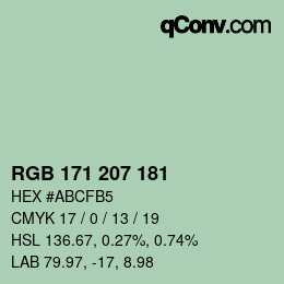 カラーコード: RGB 171 207 181 | qconv.com