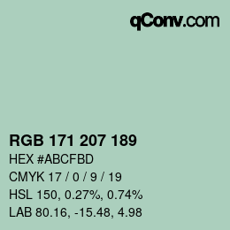 カラーコード: RGB 171 207 189 | qconv.com