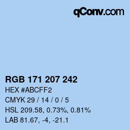 Color code: RGB 171 207 242 | qconv.com