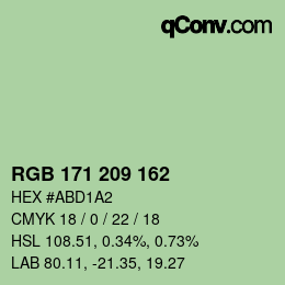Color code: RGB 171 209 162 | qconv.com