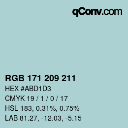カラーコード: RGB 171 209 211 | qconv.com
