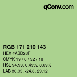 カラーコード: RGB 171 210 143 | qconv.com