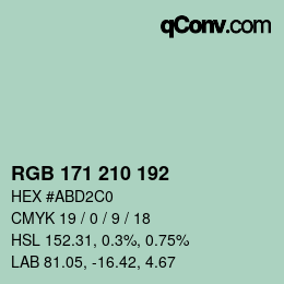 カラーコード: RGB 171 210 192 | qconv.com