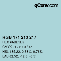 颜色代码: RGB 171 213 217 | qconv.com