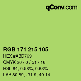 カラーコード: RGB 171 215 105 | qconv.com